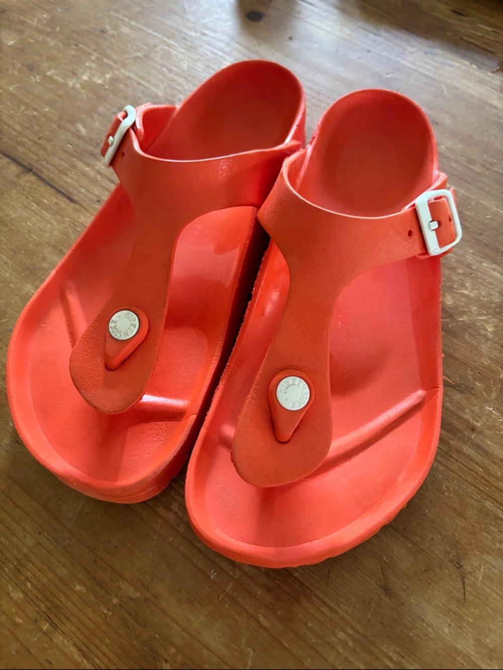 Birkenstock Orange Jelly Slide with White Buckle 7